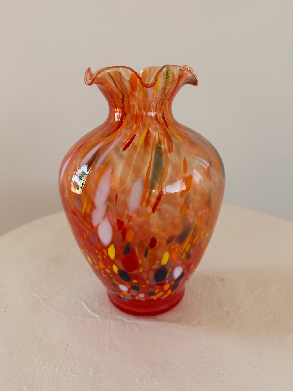 VINTAGE HAND-BLOWN ITALIAN CONFETTI ART GLASS VASE SPLATTER DESIGN 1 OF A KIND - Picture 5 of 8